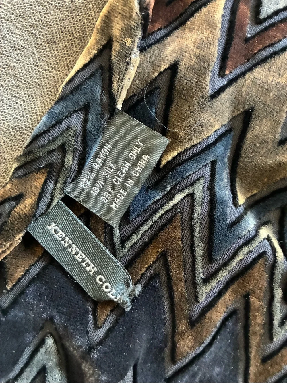 Kenneth Cole Chevron Velvet Scarf — Black, Brown, Gray